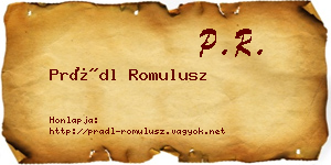 Prádl Romulusz névjegykártya